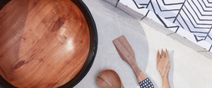 handcarved wooden serving bowls and utensils