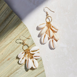 dangling cowrie shell earrings
