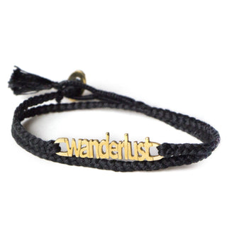 Black woven wanderlust bracelet