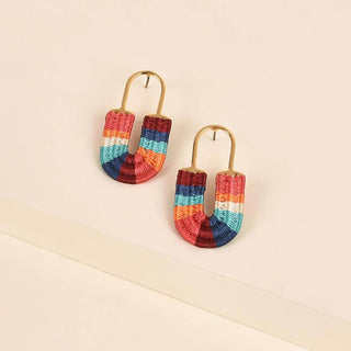 gold plated statement earrings with thread details