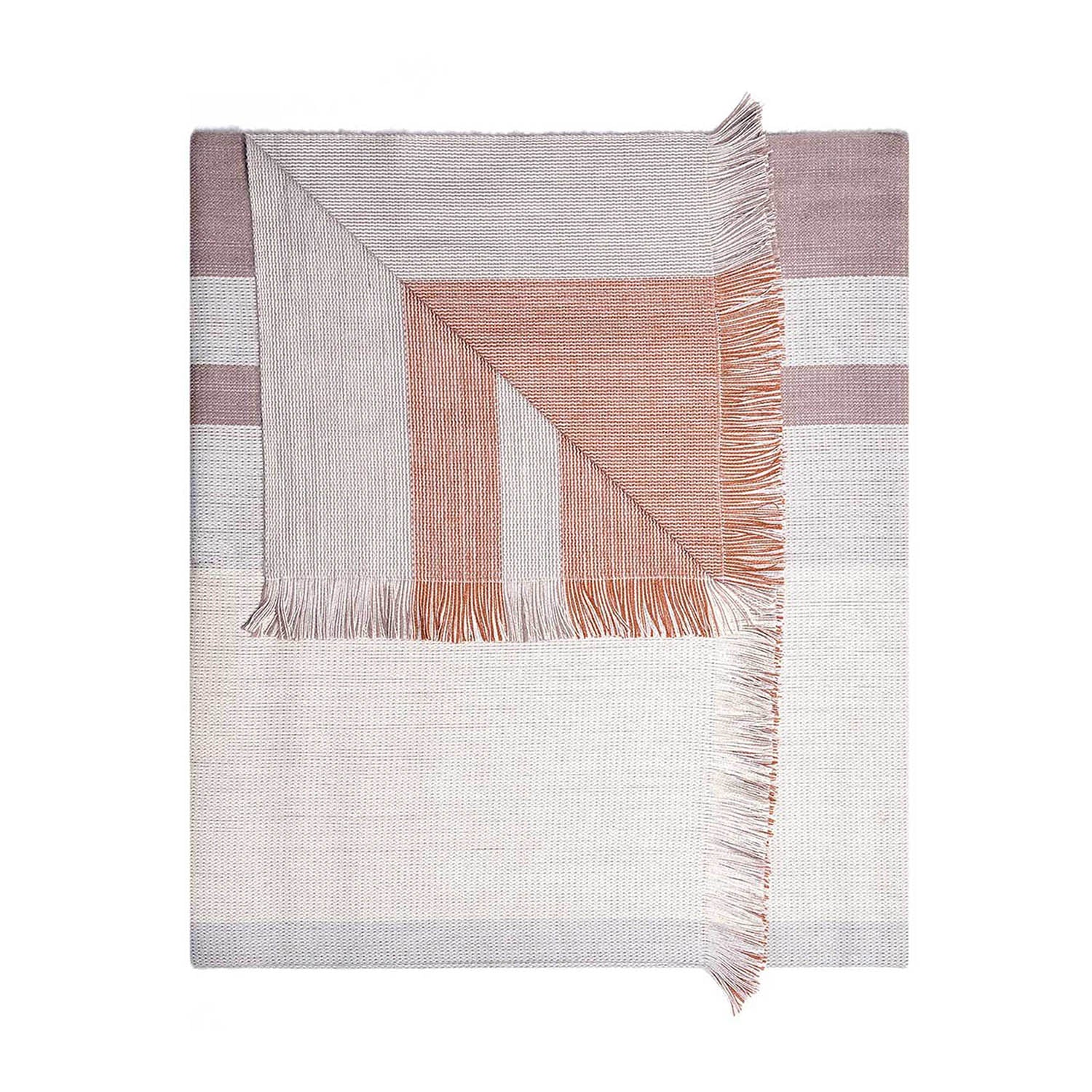 faded rust alpaca throw from Shupaca with striped detailing