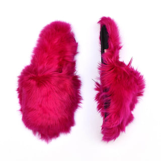 Furry pink slippers