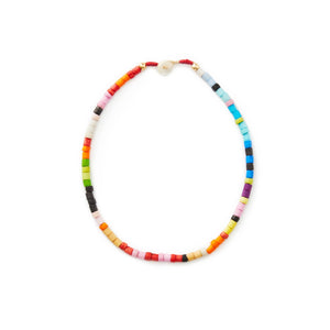 Hand-beaded colorful choker necklace