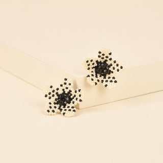 black and white flower studs from Mishky