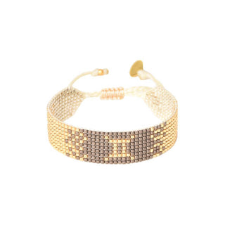 gemini horoscope friendship bracelet, gold and bronze beaded design