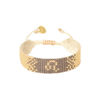 beaded gold and neutral beaded friendship bracelet - leo zodiac design
