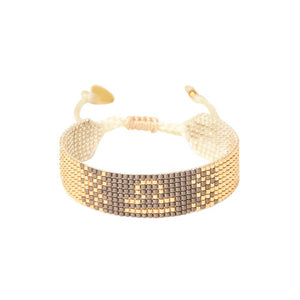 libra beaded bracelet, gold and taupe astrological sign bracelets