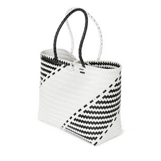graphic black and white tote bag