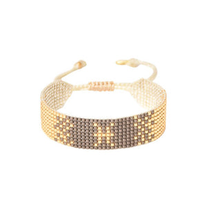 beaded gold and neutral beaded friendship bracelet - pisces zodiac design