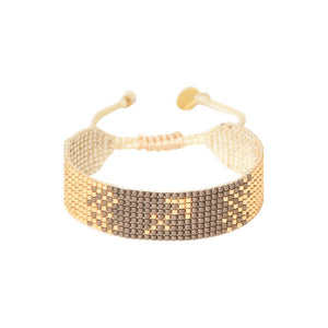 Sagittarius astrological sign bracelet, gold and neutral beaded design