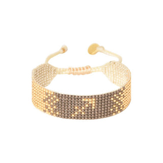 Sagittarius astrological sign bracelet, gold and neutral beaded design