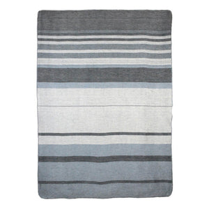 grey and blue striped alpaca blanket